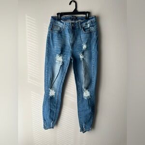 Distressed Blue Jeans